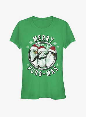 Star Wars Merry Christmas Porgs Girls T-Shirt