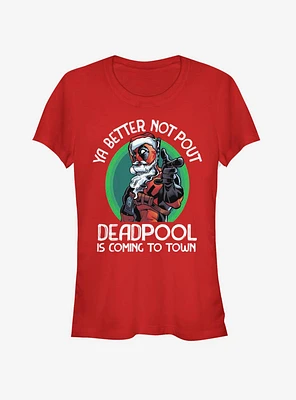 Marvel Deadpool Coming To Town Christmas Girls T-Shirt