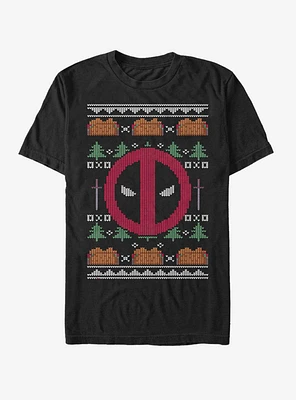 Marvel Deadpool Face Ugly Christmas T-Shirt
