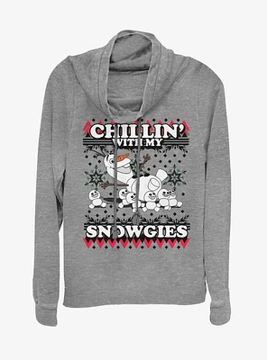 Disney Frozen Olaf Chillin Snowgies Cowl Neck Long-Sleeve Girls Top