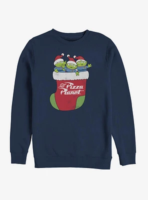 Disney Toy Story Pizza Planet Alien Christmas Stocking Crew Sweatshirt