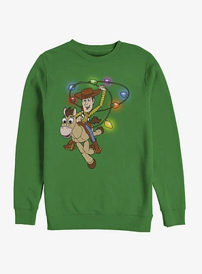 Disney Toy Story Woody Christmas Light Lasso Crew Sweatshirt