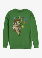 Disney Toy Story Woody Christmas Light Lasso Crew Sweatshirt