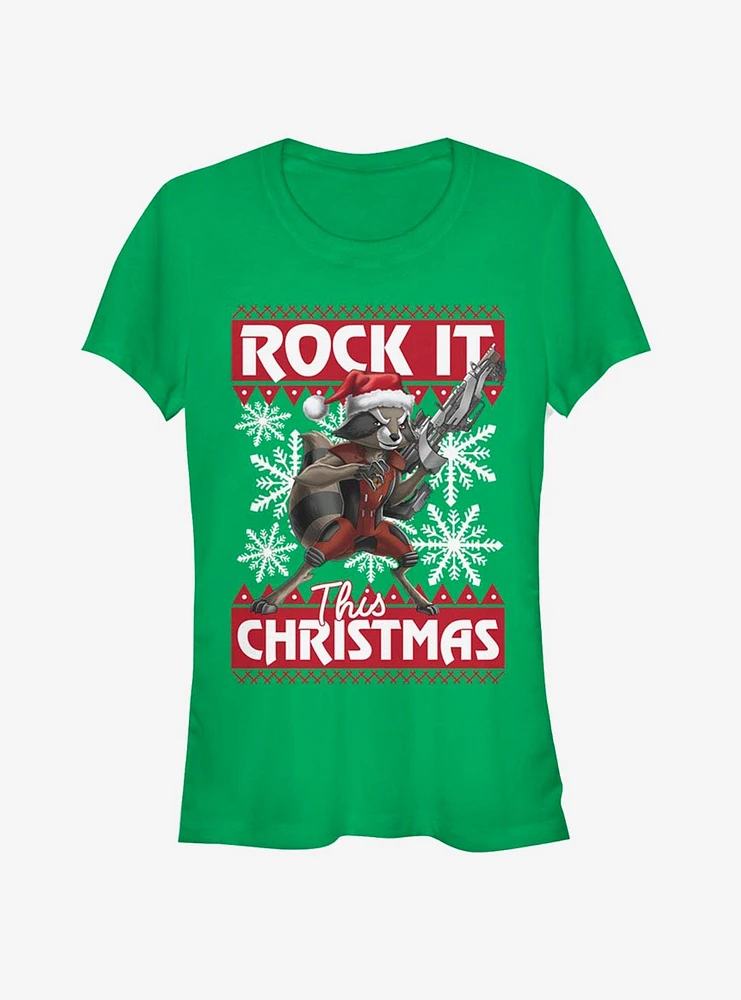 Marvel Guardians Of The Galaxy Rocket Christmas Girls T-Shirt