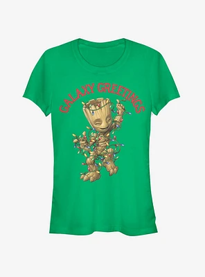 Marvel Guardians of the Galaxy Greetings Baby Groot Holiday Girls T-Shirt