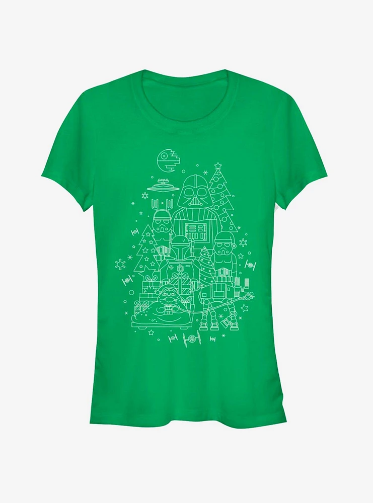 Star Wars Dark Side Line Art Christmas Girls T-Shirt