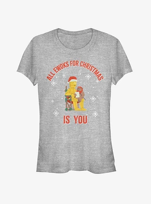 Star Wars C-3PO Santa Ewok Christmas Is You Girls T-Shirt