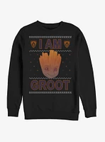 Marvel Guardians of The Galaxy I Am Groot Ugly Christmas Crew Sweatshirt