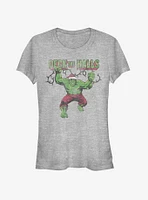 Marvel Hulk Deck The Halls Santa Christmas Lights Girls T-Shirt