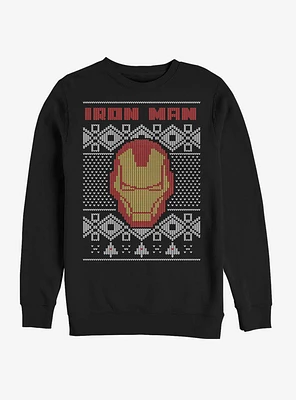 Marvel Iron Man Mask Ugly Christmas Crew Sweatshirt