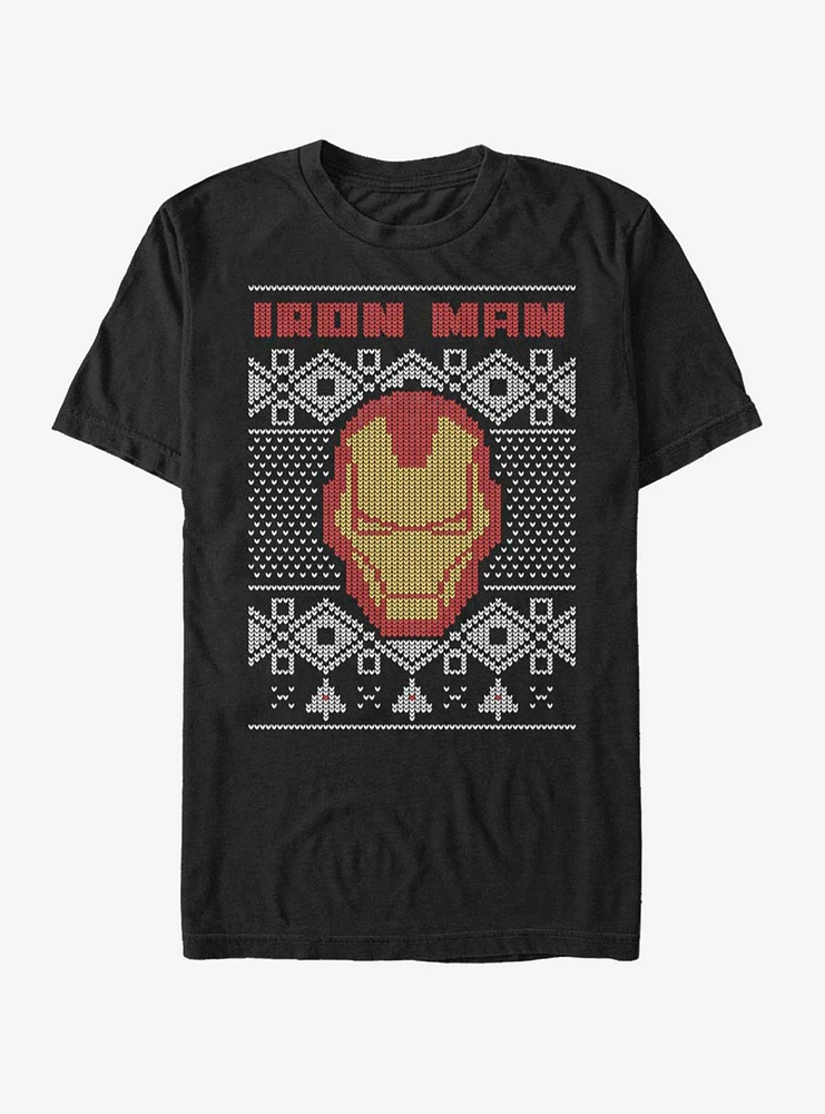 Marvel Iron Man Mask Ugly Christmas T-Shirt