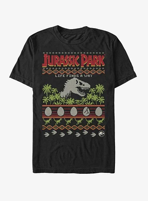 Jurassic Park Ugly Christmas Life Finds a Way T-Shirt