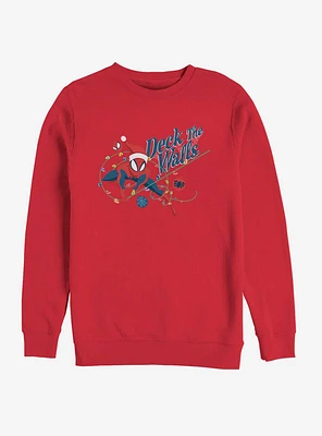 Marvel Spider-Man Deck The Walls Christmas Crew Sweatshirt