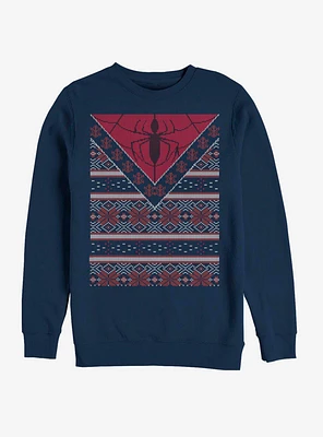 Marvel Spider-Man Logo Ugly Christmas Sweater Crew Sweatshirt