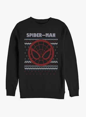 Marvel Spider-Man Spidey Face Ugly Christmas Crew Sweatshirt