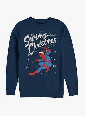 Marvel Spider-Man Swinging Spidey Christmas Crew Sweatshirt