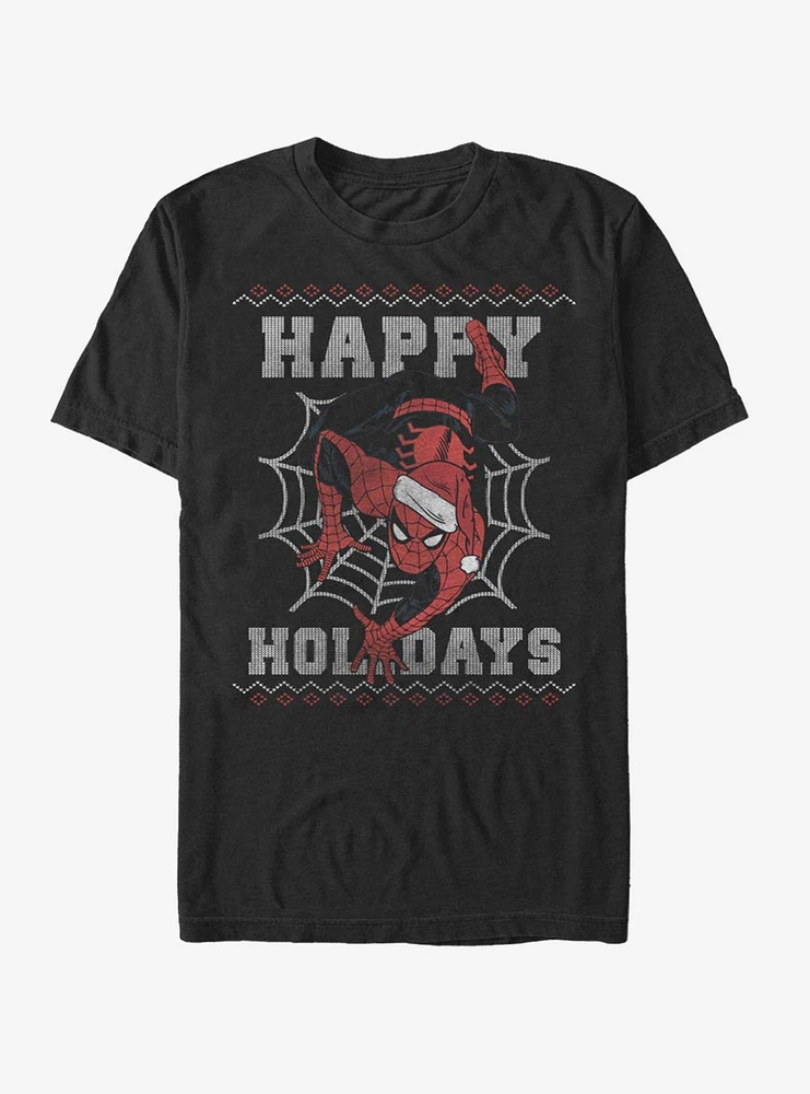 Marvel Spider-Man Happy Holidays Santa Hat T-Shirt
