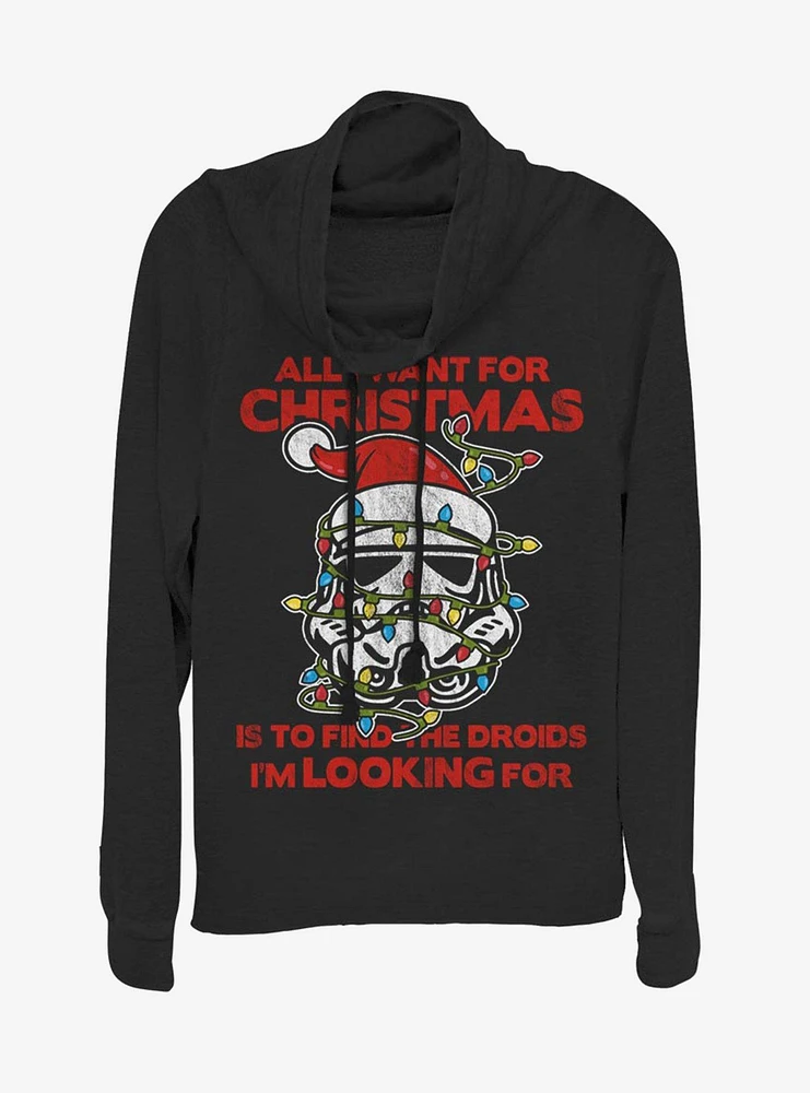 Star Wars Santa Storm Trooper Christmas Lights Cowl Neck Long-Sleeve Girls Top