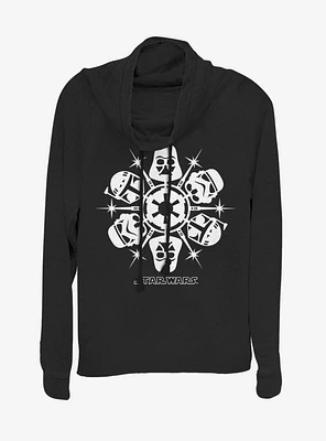 Star Wars Empire Dark Side Snowflake Cowl Neck Long-Sleeve Girls Top