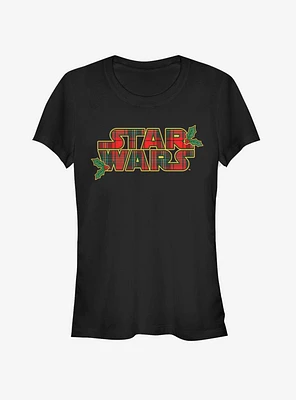 Star Wars Logo Christmas Plaid Tartan Girls T-Shirt