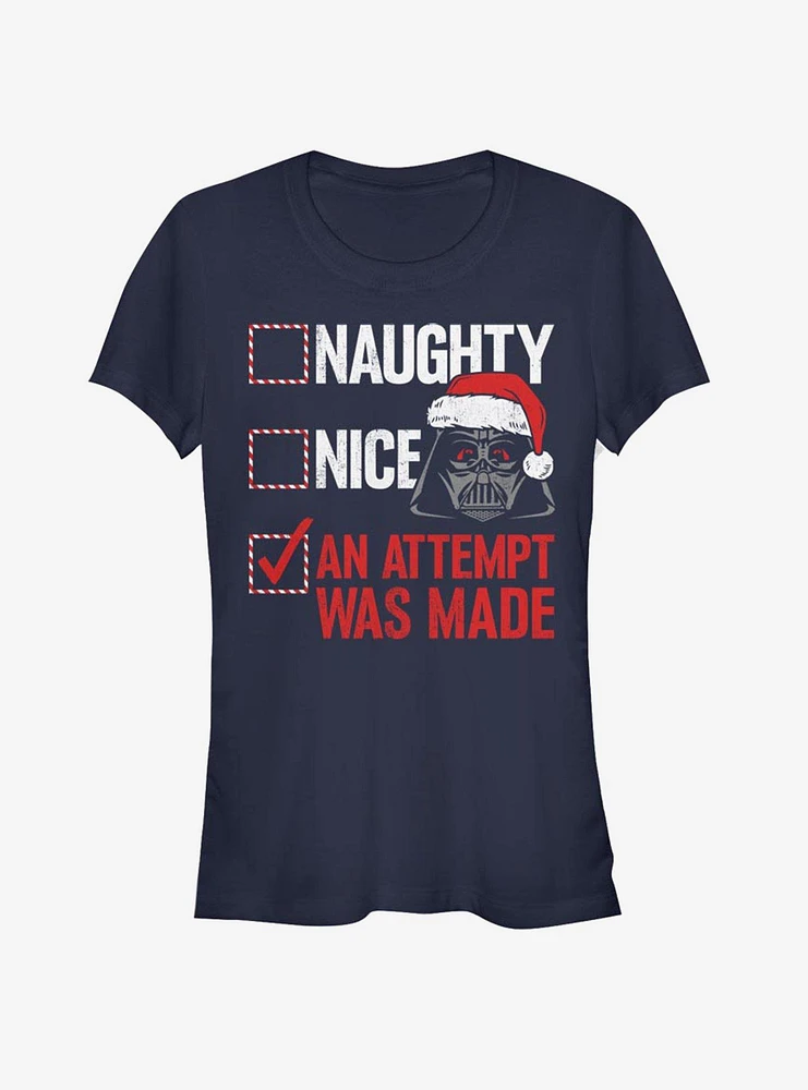 Star Wars Santa Vader Attempt Was Made Girls T-Shirt