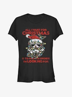 Star Wars Santa Storm Trooper Christmas Lights Girls T-Shirt