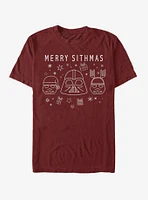 Star Wars Villain Lineart Merry Sithmas T-Shirt