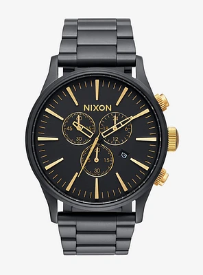 Nixon Sentry Chrono Matte Black Gold Watch