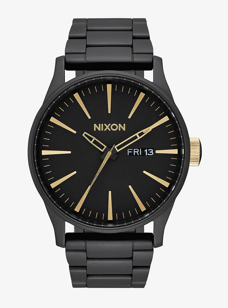 Nixon Sentry Ss Matte Black Gold Watch