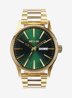 Nixon Sentry Ss Gold Green Sunray Watch