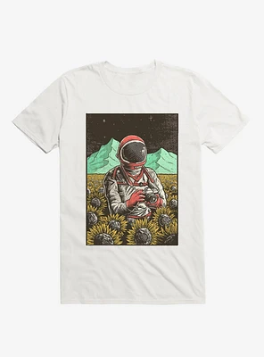 2323 Astronaut Cosmic Sunflower Field White T-Shirt