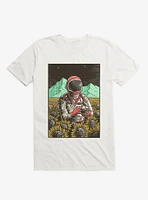 2323 Astronaut Cosmic Sunflower Field White T-Shirt
