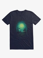 3012 Futuristic Cityscape Navy Blue T-Shirt