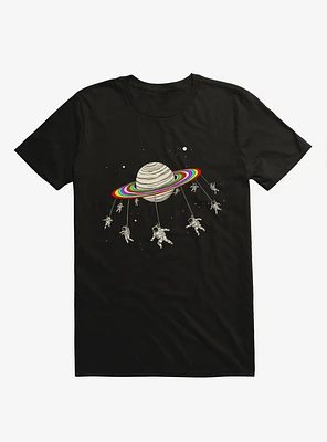 Saturn-Go-Round Astronauts Space Black T-Shirt