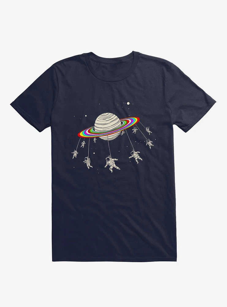 Saturn-Go-Round Astronauts Space Navy Blue T-Shirt