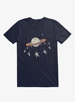Saturn-Go-Round Astronauts Space Navy Blue T-Shirt
