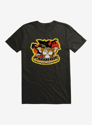 Gremlins Gizmo Stripe And Afraid Door T-Shirt