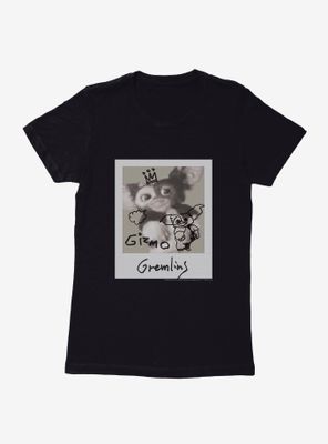 Gremlins Gizmo Black And White Polaroid Womens T-Shirt