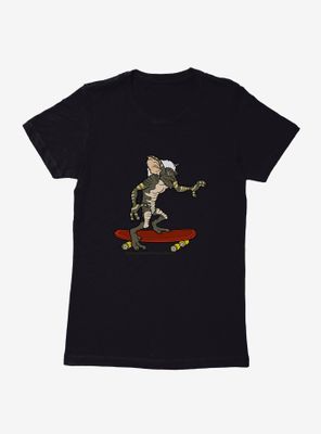 Gremlins Stripe Riding Skateboard Womens T-Shirt