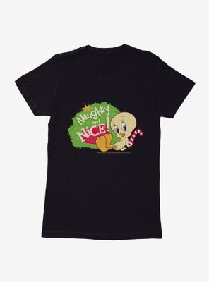 Looney Tunes Holiday Tweety Bird Naughty And Nice Womens T-Shirt