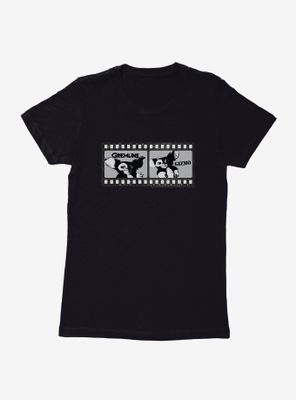 Gremlins Gizmo Film Strip Black And White Womens T-Shirt