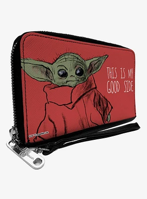 Star Wars The Mandalorian This is My Good Side Quote Red Zip Around Wallet