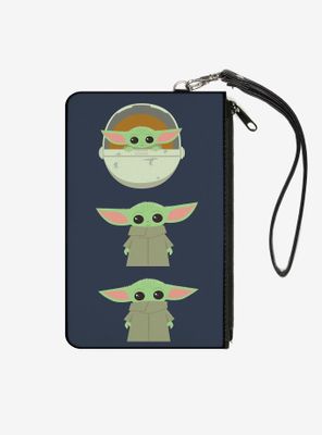 Star Wars The Mandalorian The Child Poses Gray Wallet Canvas Zip Clutch