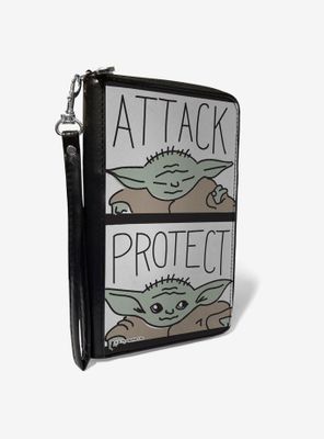 Star Wars The Mandalorian The Child Attack Protect Zip Around Wallet