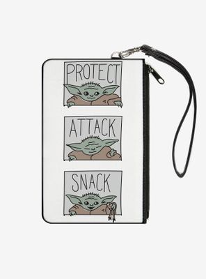 Star Wars The Mandalorian The Child Protect Attack Snack White Wallet Canvas Zip Clutch