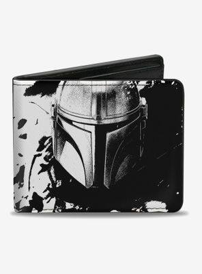 Star Wars The Mandalorian Bounty Hunter Black White Bifold Wallet