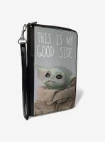 Star Wars The Mandalorian The Child This is My Good Side Gray Wallet Canvas Zip Clutch