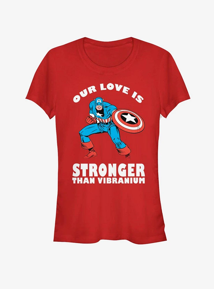 Marvel Captain America Strong Love Valentine Girls T-Shirt