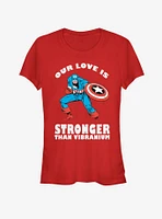 Marvel Captain America Strong Love Valentine Girls T-Shirt