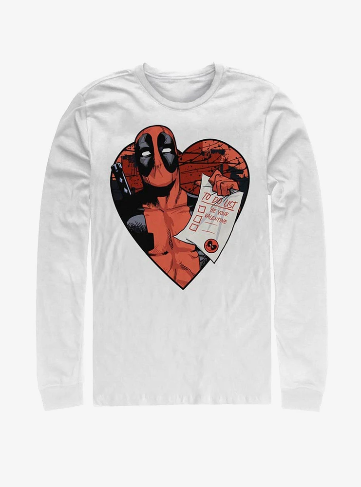 Marvel Deadpool Love List Valentine Long-Sleeve T-Shirt